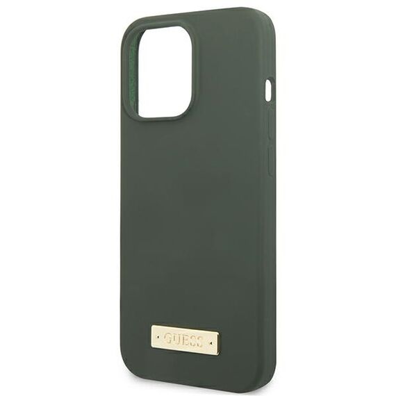 Guess Silicone Logo Plate MagSafe case for iPhone 13 Pro / iPhone 13 - green | Techbox