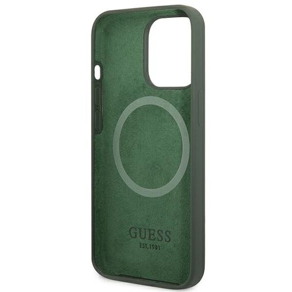 Guess Silicone Logo Plate MagSafe case for iPhone 13 Pro / iPhone 13 - green | Techbox