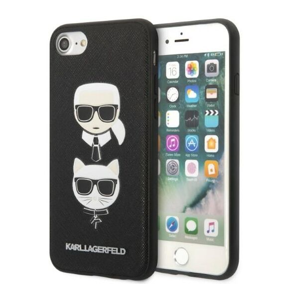 Karl Lagerfeld KLHCI8SAKICKCBK iPhone 7/8 / SE 2020 / SE 2022 black/black hardcase Saffiano Karl&amp;Choupette Head - Apple Cases - Cases - Techbox