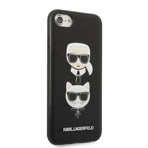 Karl Lagerfeld KLHCI8SAKICKCBK iPhone 7/8 / SE 2020 / SE 2022 black/black hardcase Saffiano Karl&amp;Choupette Head - Apple Cases - Cases - Techbox