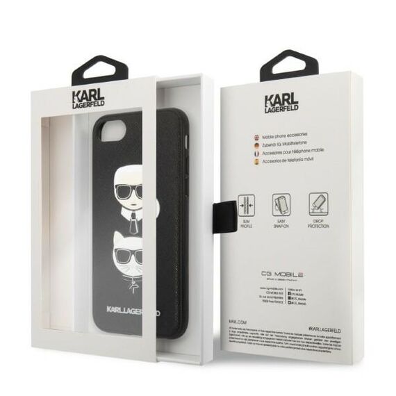 Karl Lagerfeld KLHCI8SAKICKCBK iPhone 7/8 / SE 2020 / SE 2022 black/black hardcase Saffiano Karl&amp;Choupette Head - Apple Cases - Cases - Techbox