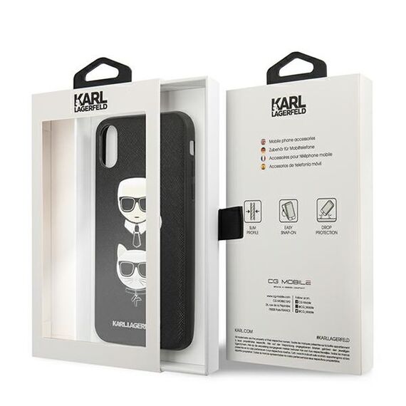 Karl Lagerfeld Saffiano Karl&amp;Choupette Head case for iPhone XS Max - black - Uncategorized Cases (2) - Cases - Techbox