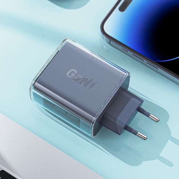 Acefast charger GaN 65W 3 ports (1xUSB, 2xUSB C) green (A45) - Travel Chargers - Smartphone Chargers - Techbox