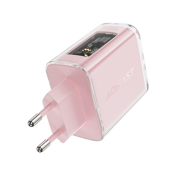 Acefast charger GaN 65W 3 ports (1xUSB, 2xUSB C) pink (A45) - Travel Chargers - Smartphone Chargers - Techbox