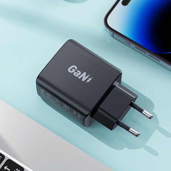 Fast charger GaN 35W PD 2x USB C Acefast A49 - black - Travel Chargers - Smartphone Chargers - Techbox