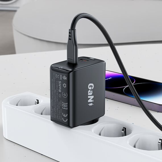 Fast charger GaN 35W PD 2x USB C Acefast A49 - black - Travel Chargers - Smartphone Chargers - Techbox