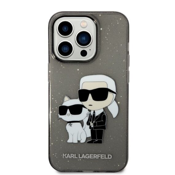 Karl Lagerfeld Glitter Karl&amp;Choupette case for iPhone 14 Pro Max - black | Techbox