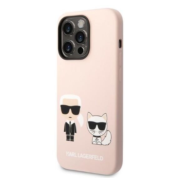 Karl Lagerfeld KLHMP14XSSKCI iPhone 14 Pro Max 6.7" hardcase light pink/light pink Silicone Karl &amp; Choupette Magsafe | Techbox
