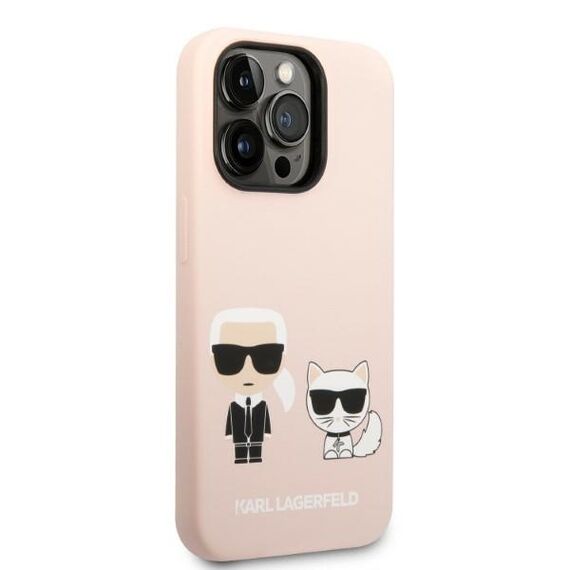 Karl Lagerfeld KLHMP14XSSKCI iPhone 14 Pro Max 6.7" hardcase light pink/light pink Silicone Karl &amp; Choupette Magsafe | Techbox