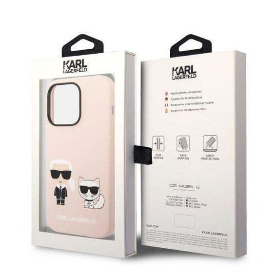 Karl Lagerfeld KLHMP14XSSKCI iPhone 14 Pro Max 6.7" hardcase light pink/light pink Silicone Karl &amp; Choupette Magsafe | Techbox