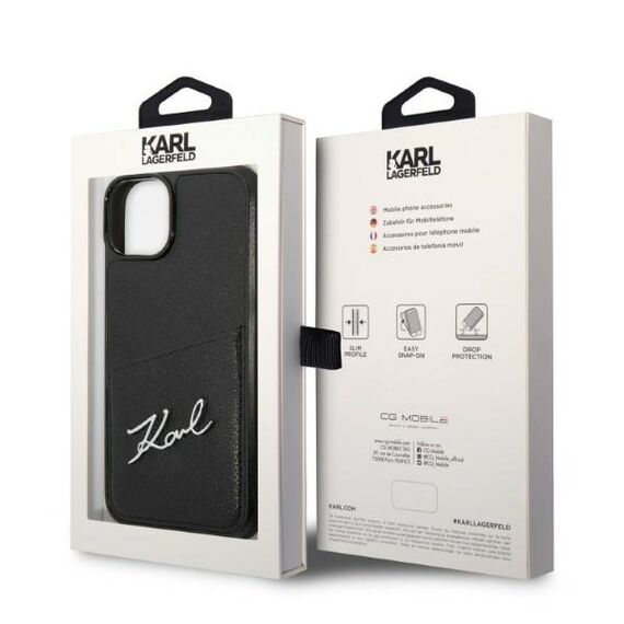 Karl Lagerfeld Signature Logo Cardslot case for iPhone 14 Plus - black | Techbox