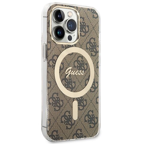 Set Guess GUBPP13LH4EACSW Case+ Charger iPhone 13 Pro brown/brown hard case 4G Print MagSafe | Techbox