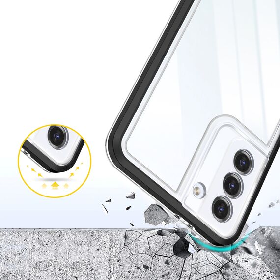 Clear 3in1 case for Samsung Galaxy S23+ silicone cover with frame black | Techbox