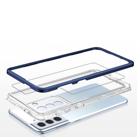 Clear 3in1 case for Samsung Galaxy S23 silicone cover with frame blue | Techbox