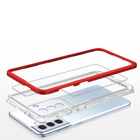Clear 3in1 case for Samsung Galaxy S23 silicone cover with frame red | Techbox