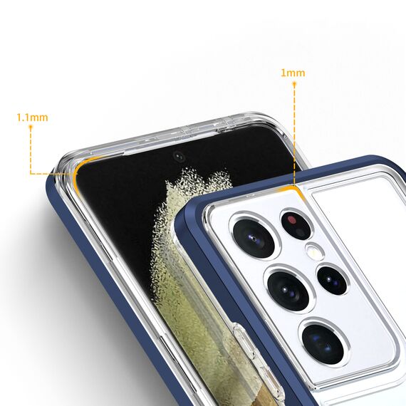 Clear 3in1 case for Samsung Galaxy S23 Ultra silicone cover with frame blue | Techbox