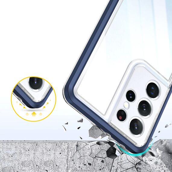 Clear 3in1 case for Samsung Galaxy S23 Ultra silicone cover with frame blue | Techbox