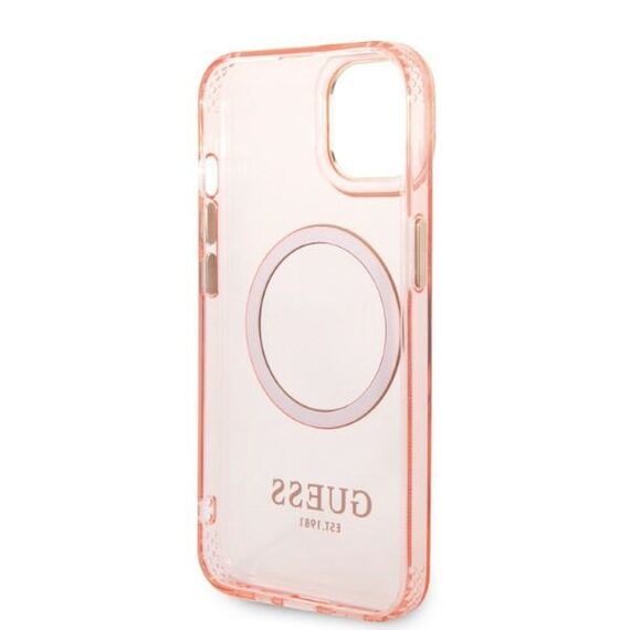 Guess GUHMP14MHTCMP iPhone 14 Plus 6.7" pink/pink hard case Gold Outline Translucent MagSafe | Techbox