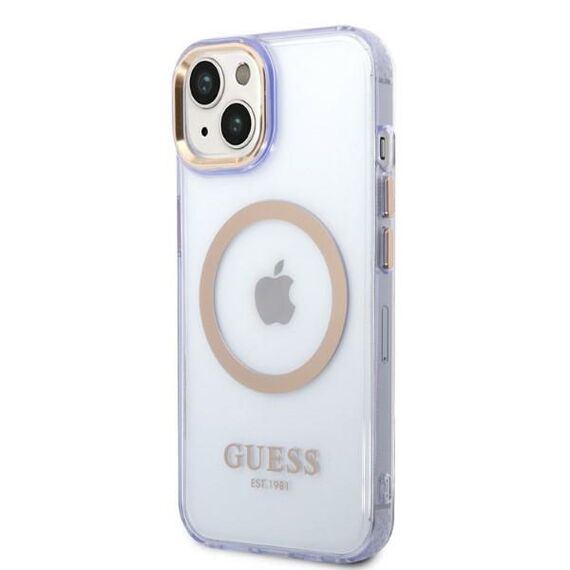 Guess GUHMP14SHTCMU iPhone 14 6.1" purple/purple hard case Gold Outline Translucent MagSafe | Techbox