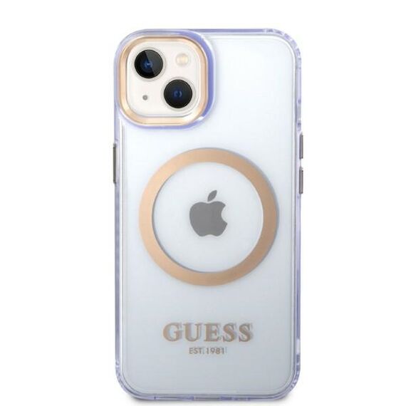 Guess GUHMP14SHTCMU iPhone 14 6.1" purple/purple hard case Gold Outline Translucent MagSafe | Techbox