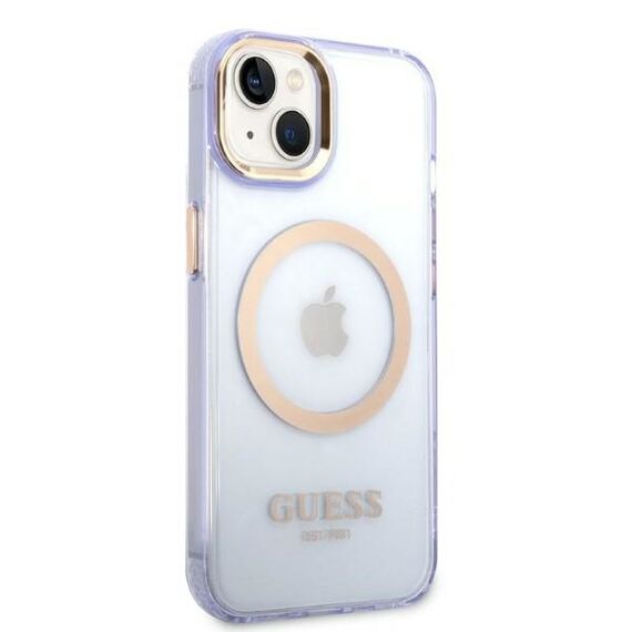 Guess GUHMP14SHTCMU iPhone 14 6.1" purple/purple hard case Gold Outline Translucent MagSafe | Techbox