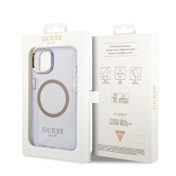 Guess GUHMP14SHTCMU iPhone 14 6.1" purple/purple hard case Gold Outline Translucent MagSafe | Techbox
