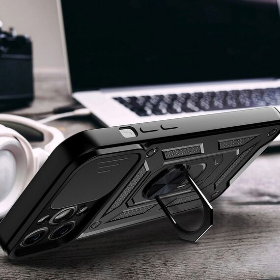 Hybrid Armor Camshield case for Vivo Y16 / Vivo Y02s armored case with camera cover black - Uncategorized Cases (2) - Cases - Techbox