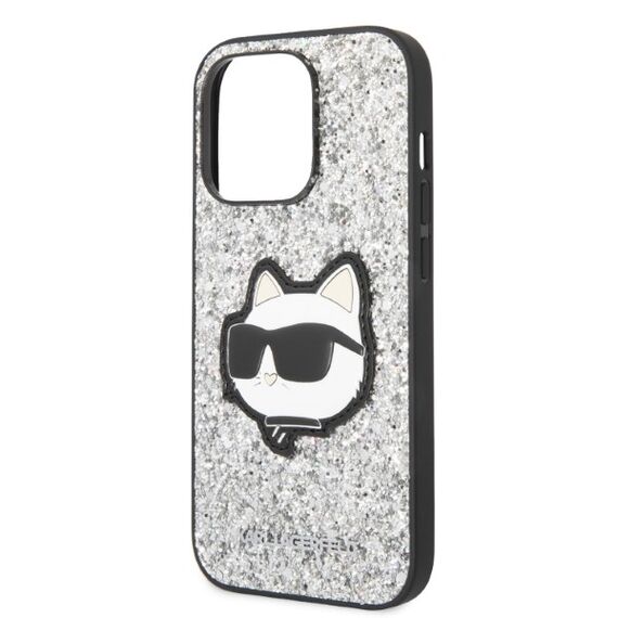 Karl Lagerfeld KLHCP14LG2CPS iPhone 14 Pro 6.1" silver/silver hardcase Glitter Choupette Patch - Apple Cases - Cases - Techbox