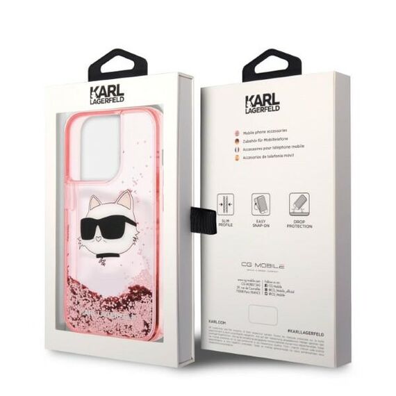 Karl Lagerfeld KLHCP14LLNCHCP iPhone 14 Pro 6.1" pink/pink hardcase Glitter Choupette Head | Techbox