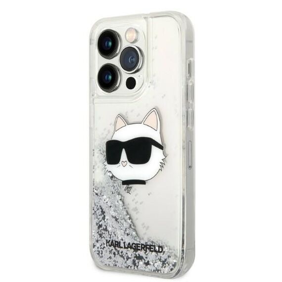 Karl Lagerfeld KLHCP14LLNHCCS iPhone 14 Pro 6.1" silver/silver hardcase Glitter Choupette Head - Apple Cases - Cases - Techbox
