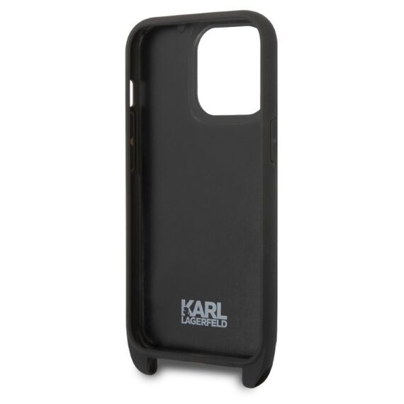 Karl Lagerfeld KLHCP14LSTMMK iPhone 14 Pro 6.1" hardcase black/black Monogram Plaque Logo Strap | Techbox