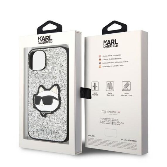 Karl Lagerfeld KLHCP14MG2CPS iPhone 14 Plus 6.7" silver/silver hardcase Glitter Choupette Patch | Techbox