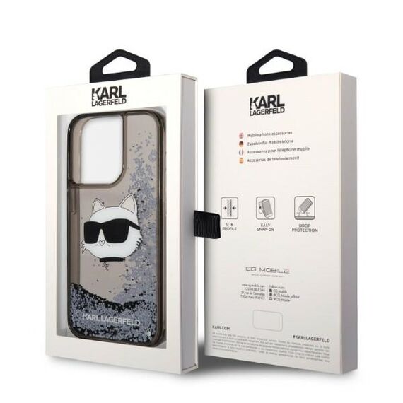 Karl Lagerfeld KLHCP14XLNCHCK iPhone 14 Pro Max 6.7" black/black hardcase Glitter Choupette Head - Apple Cases - Cases - Techbox