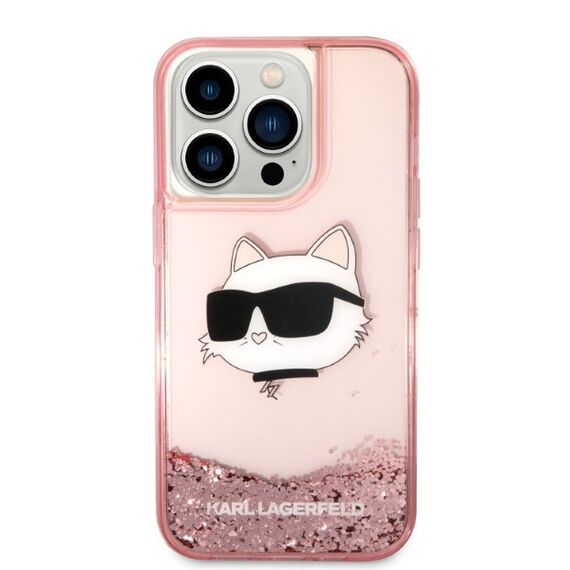 Karl Lagerfeld KLHCP14XLNCHCP iPhone 14 Pro Max 6.7" pink/pink hardcase Glitter Choupette Head | Techbox