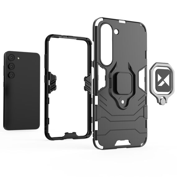 Wozinsky Ring Armor case for Samsung Galaxy S23+ armored cover magnetic holder ring black - Samsung Cases - Cases - Techbox
