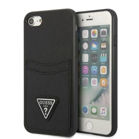 Guess GUHCI8PSATPK iPhone 7/8 SE 2020 / SE 2022 hardcase black/black hardcase Saffiano Triangle Logo Cardslot - Uncategorized Cases (2) - Cases - Techbox