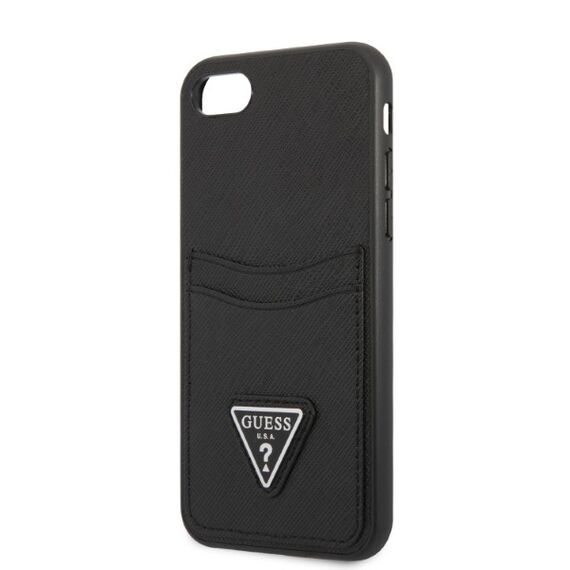 Guess GUHCI8PSATPK iPhone 7/8 SE 2020 / SE 2022 hardcase black/black hardcase Saffiano Triangle Logo Cardslot - Uncategorized Cases (2) - Cases - Techbox