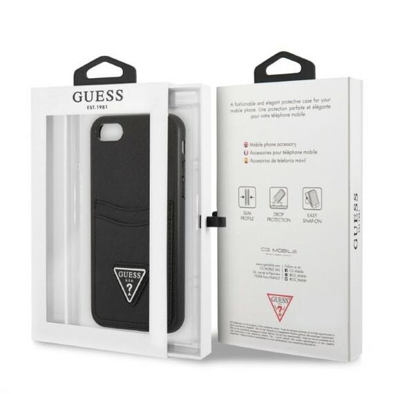 Guess GUHCI8PSATPK iPhone 7/8 SE 2020 / SE 2022 hardcase black/black hardcase Saffiano Triangle Logo Cardslot - Uncategorized Cases (2) - Cases - Techbox