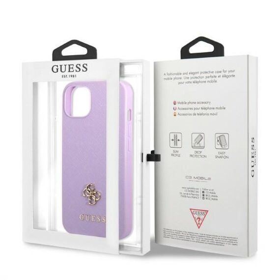 Guess GUHCP13SPS4MU iPhone 13 mini 5.4" purple/purple hardcase Saffiano 4G Small Metal Logo | Techbox