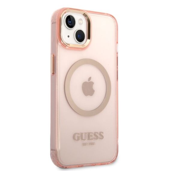 Guess GUHMP14SHTCMP iPhone 14 6.1" pink/pink hard case Gold Outline Translucent MagSafe - Apple Cases - Cases - Techbox