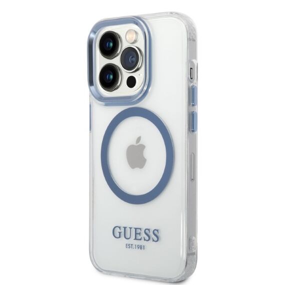 Guess GUHMP14XHTRMB iPhone 14 Pro Max 6.7" blue/blue hard case Metal Outline Magsafe - Apple Cases - Cases - Techbox