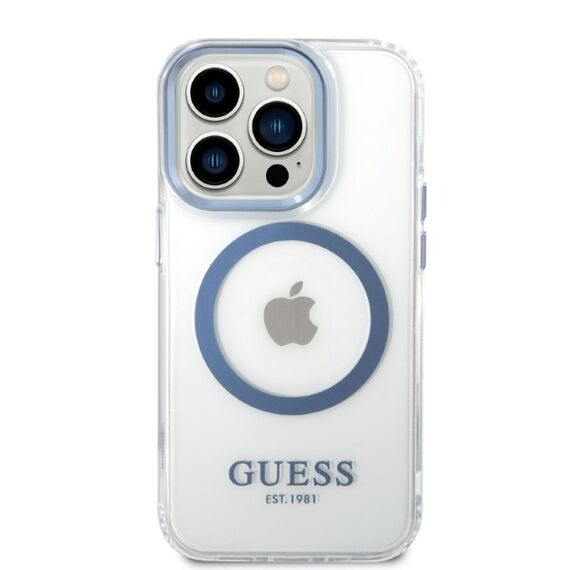 Guess GUHMP14XHTRMB iPhone 14 Pro Max 6.7" blue/blue hard case Metal Outline Magsafe - Apple Cases - Cases - Techbox