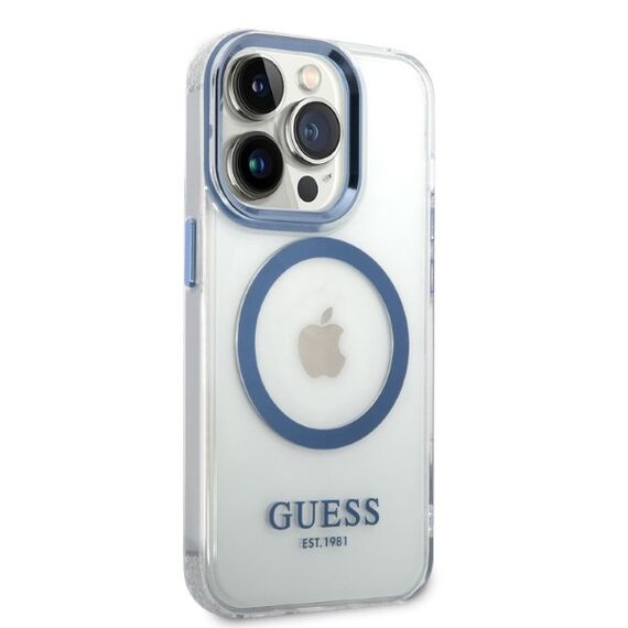 Guess GUHMP14XHTRMB iPhone 14 Pro Max 6.7" blue/blue hard case Metal Outline Magsafe - Apple Cases - Cases - Techbox
