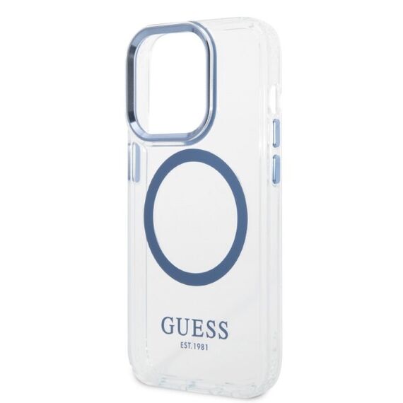 Guess GUHMP14XHTRMB iPhone 14 Pro Max 6.7" blue/blue hard case Metal Outline Magsafe - Apple Cases - Cases - Techbox
