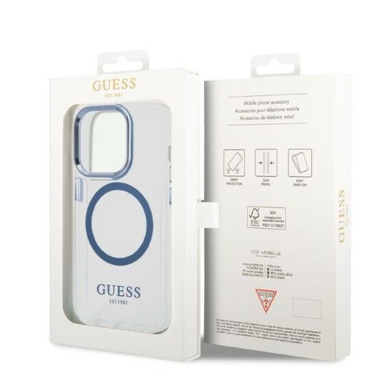 Guess GUHMP14XHTRMB iPhone 14 Pro Max 6.7" blue/blue hard case Metal Outline Magsafe - Apple Cases - Cases - Techbox