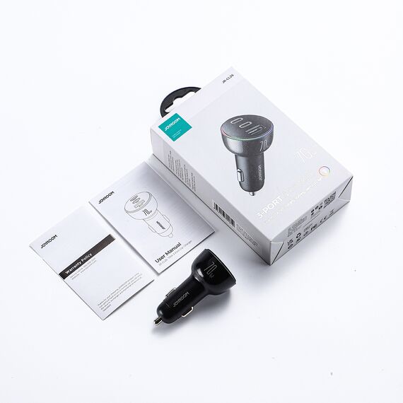 Joyroom car charger 70W with 3 ports: USB, 2 x USB C black (JR-CL26) | Techbox