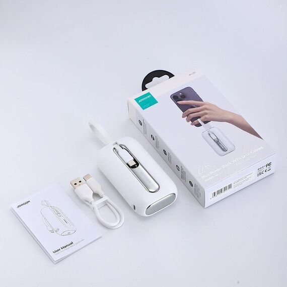 Joyroom mini powerbank 10000mAh Colorful Series 22.5W with 2 built-in USB C and Lightning cables white (JR-L012) | Techbox
