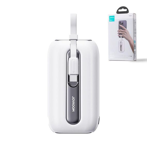 Joyroom mini powerbank 10000mAh Colorful Series 22.5W with 2 built-in USB C and Lightning cables white (JR-L012) | Techbox