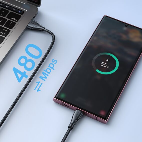 Joyroom USB - USB C 3A cable Surpass Series for fast charging and data transfer 1.2 m black (S-UC027A11) - Cables & Adapters - Cables & Accessories - Techbox