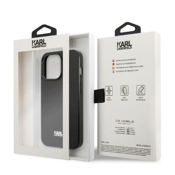 Karl Lagerfeld KLHCP13LSFMP2K iPhone 13 Pro / 13 6.1" hardcase black/black Saffiano Plaque - Apple Cases - Cases - Techbox